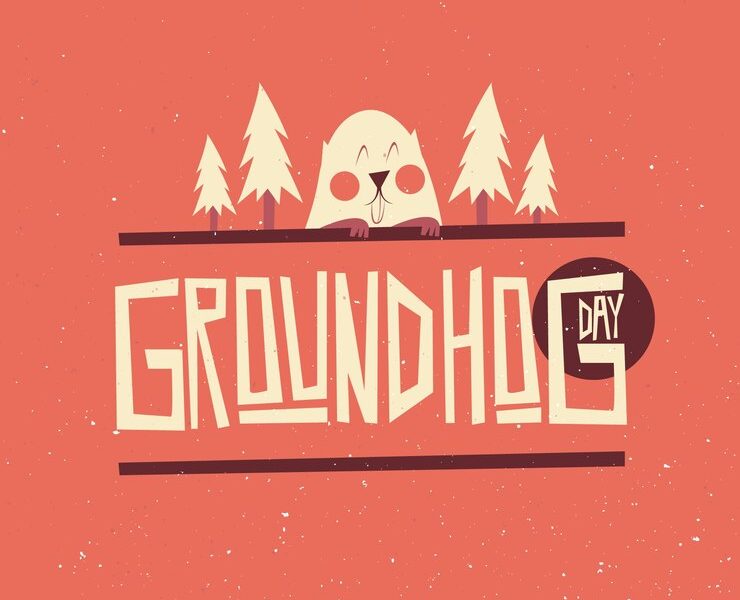 Illustrated groundhog day background Free Vector