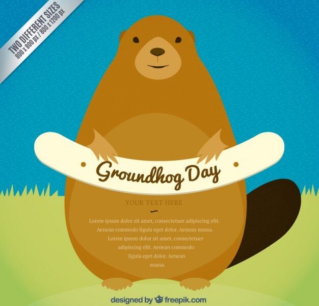 Illustrated groundhog day background Free Vector
