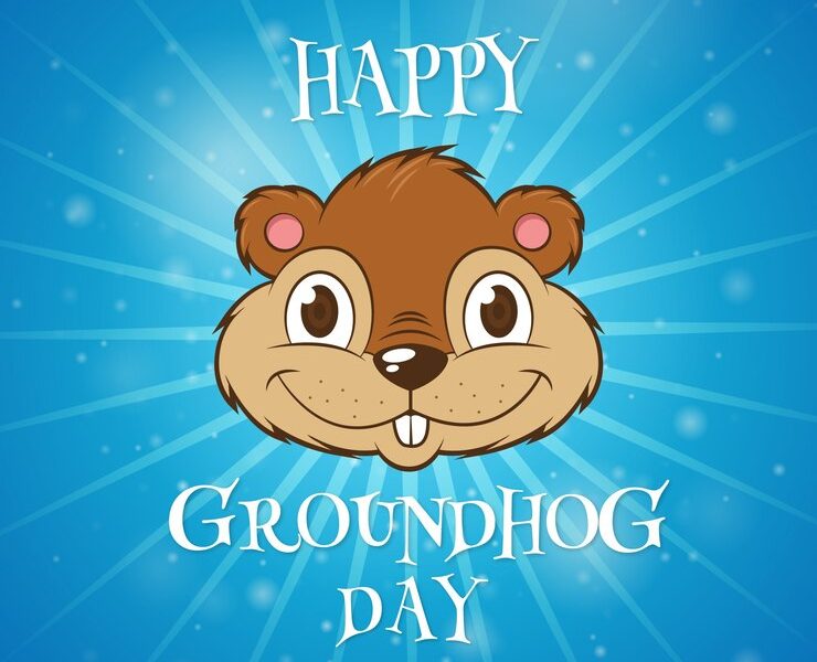 Illustrated groundhog day background Free Vector