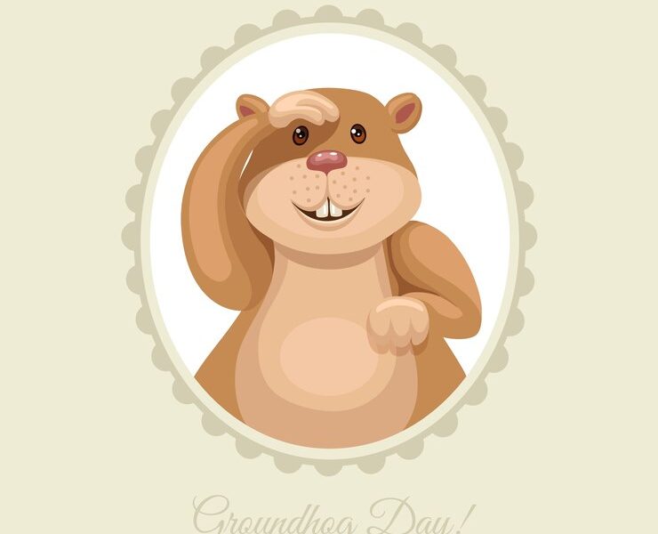 Illustrated groundhog for groundgog day Free Vector