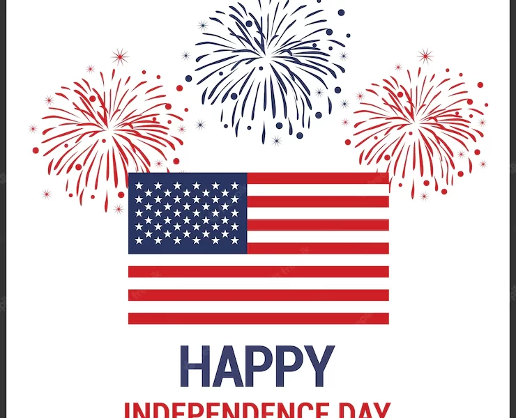 Independence day background with us flag Free Vector