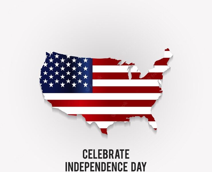 Independence day design with map of america Free Vector