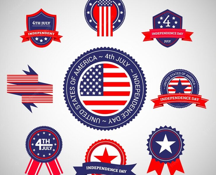 Independence day stickers set Free Vector