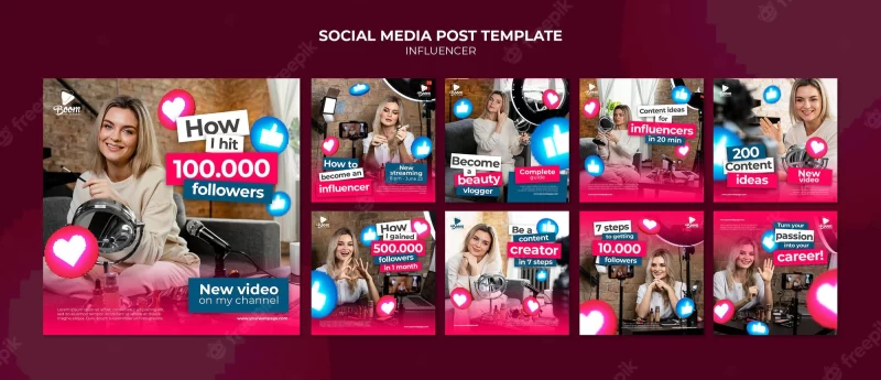 Influencer Instagram and Facebook posts template with photo Premium Psd