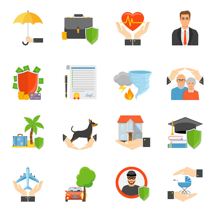 Insurance Companies Symbols Flat Icons Set 1284 9959