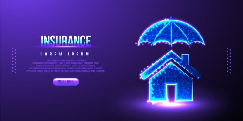 Insurance, house, umbrella low poly wireframe mesh design Free Vector