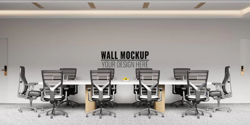 Interior modern office meeting room wall mockup Free Psd Interior modern office meeting room wall mockup Free Psd