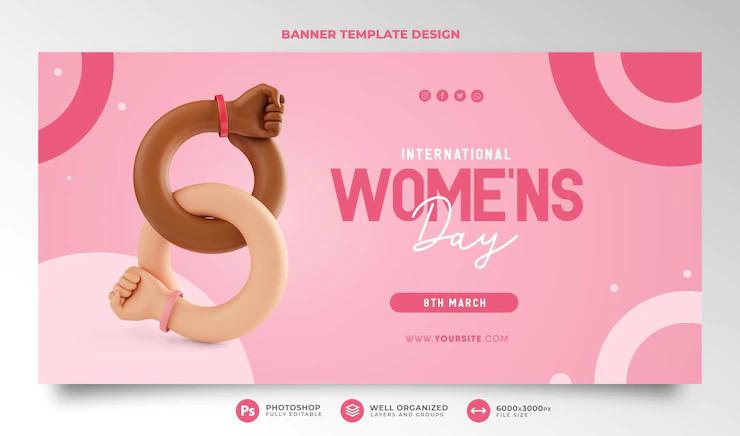 International Womens Day Banner 3d Render Hand Cartoon 363450 2206