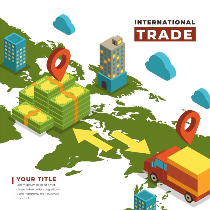 Isometric international trade Free Vector