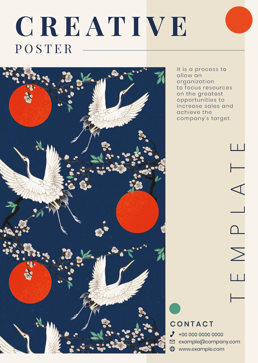 Japanese Style Vector Poster Editable Template Remix Artwork By Watanabe Seitei 53876 127963