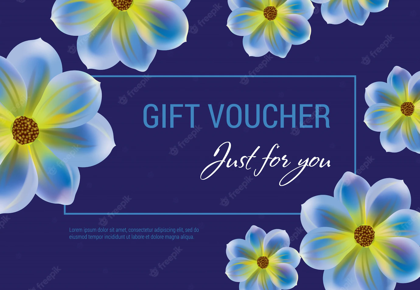 Just You Gift Voucher With Flowers Frame Dark Blue Background 1262 13797