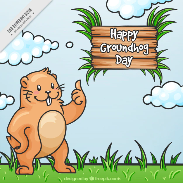 Landscape Background With Hand Drawn Happy Marmot 23 2147595081