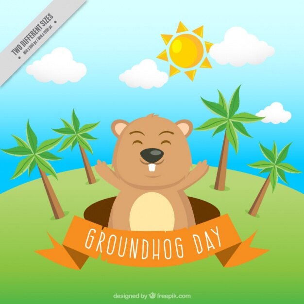 Landscape Background With Happy Groundhog 23 2147594633