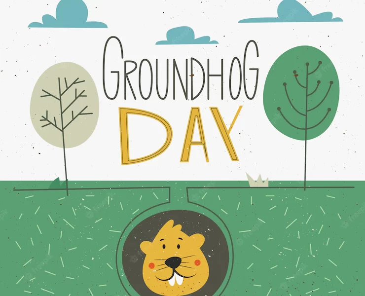 Landscape groundhog day in a retro style Free Vector