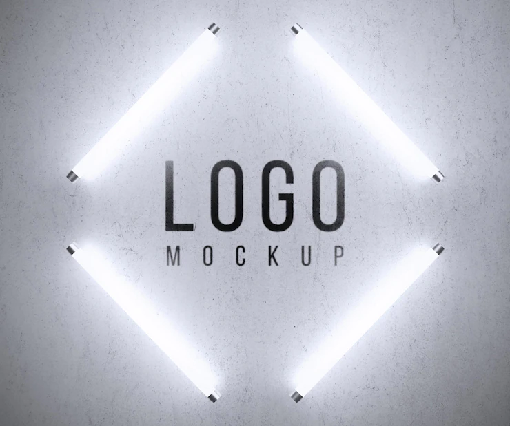 Logo mockup with lights Free Psd