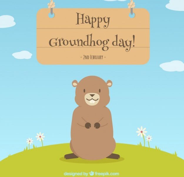 Lovely happy groundhog day background Free Vector