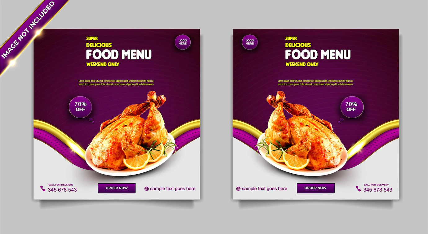 Luxury Food Menu Super Delicious Social Media Banner Post Template Set 4513 592