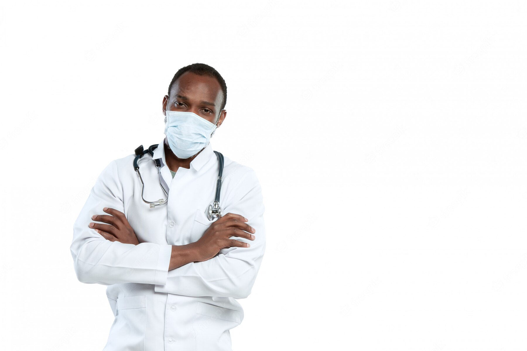 Male Young Doctor With Stethoscope Face Mask Isolated White 155003 7109