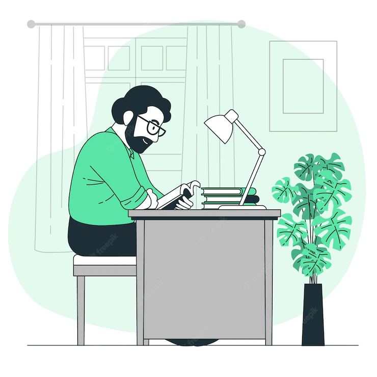 Man reading concept illustration Free Vector