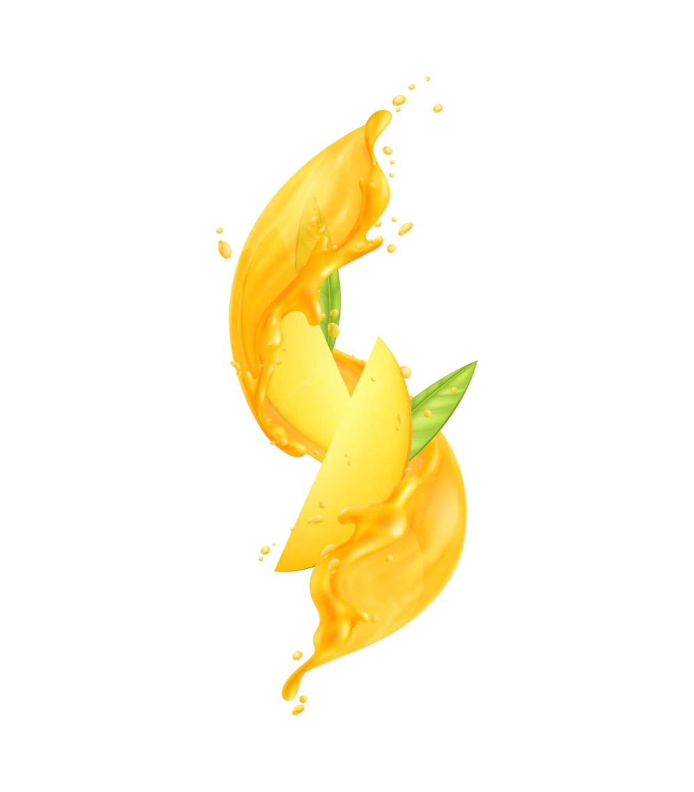 Mango Juice Slices Leaves White Background Realistic Vector Illustration 1284 66759