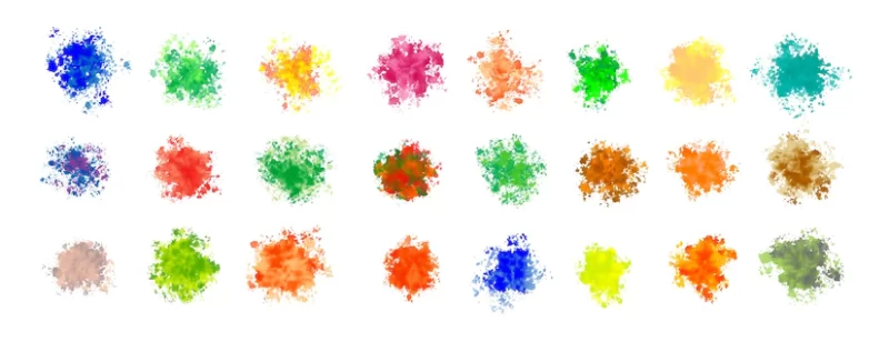 Mega set of watercolor splatters in many colors Free Vector