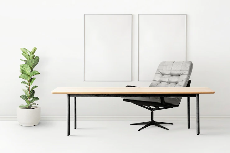 Minimal Home Office Interior Design With Fiddle Leaf Fig Plant 53876 128660