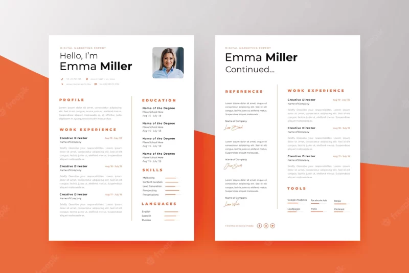 Minimalist curriculum vitae template Free Vector