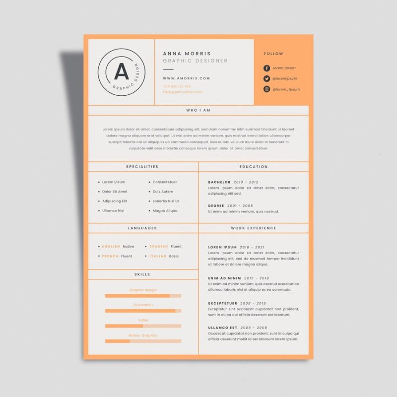 Minimalist curriculum vitae templates Free Vector