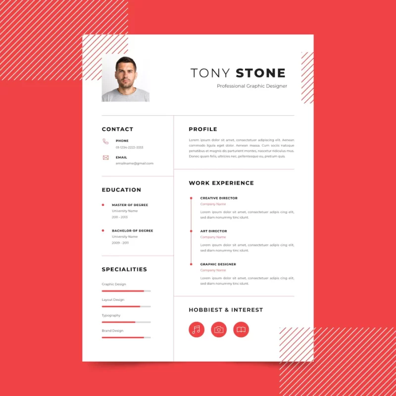 Minimalist cv template concept Free Vector