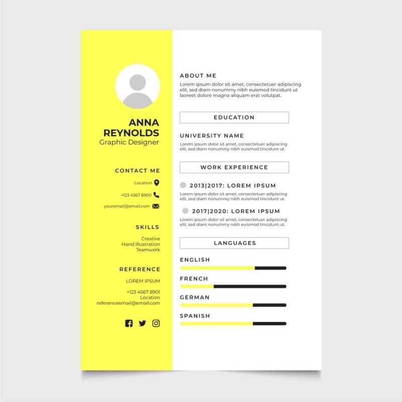 Minimalist cv template Free Vector