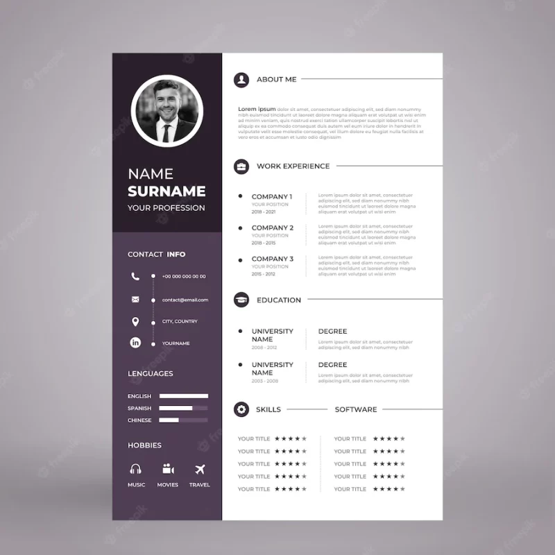 Minimalist cv template Free Vector