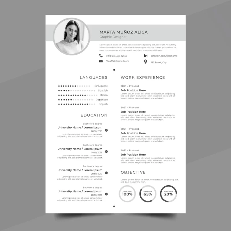 Minimalist cv template Free Vector