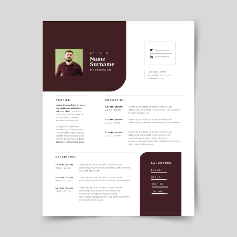 Minimalist cv template Free Vector