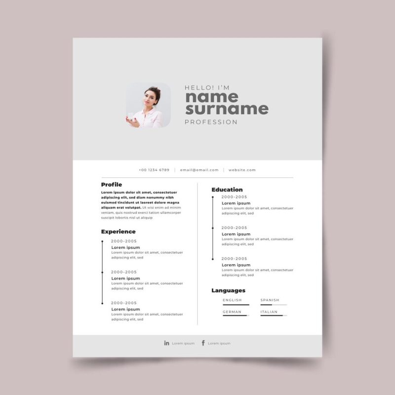 Minimalist cv template Free Vector