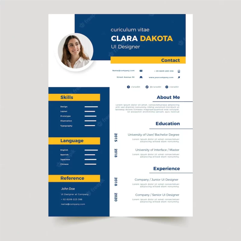 Minimalist cv template Free Vector