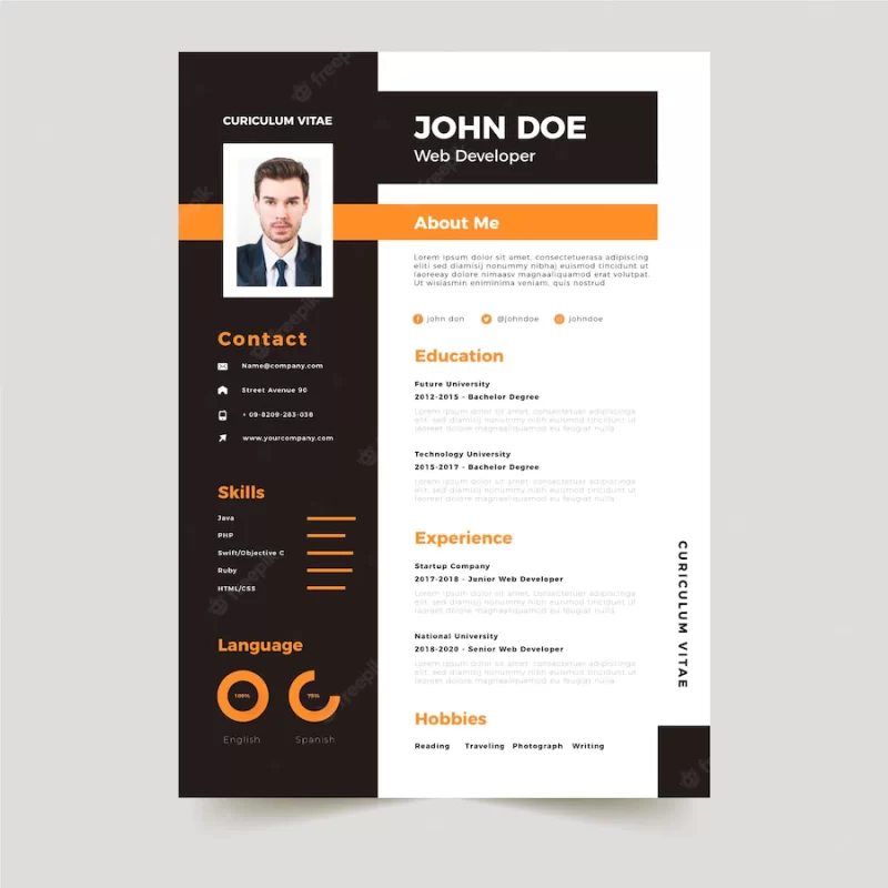 Minimalist cv template Free Vector