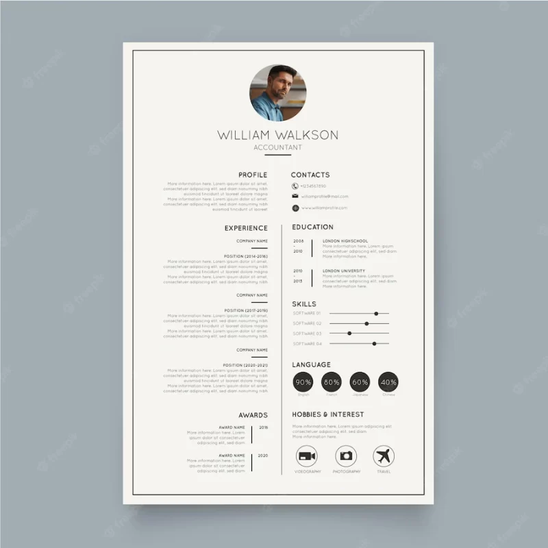 Minimalist cv template Free Vector