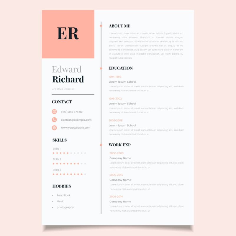 Minimalist cv template Free Vector