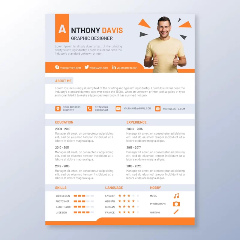 Minimalist cv template Free Vector