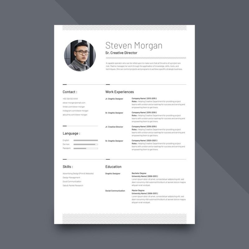 Minimalist resume template Free Vector