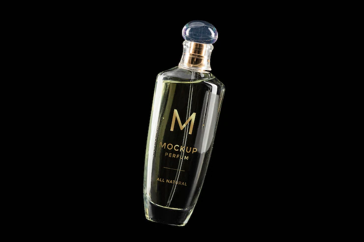 Mock Up Clear Bottle Perfume Black Background 23 2149236813