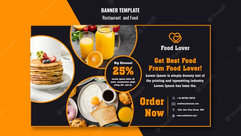 Modern banner template for breakfast restaurant Free Psd