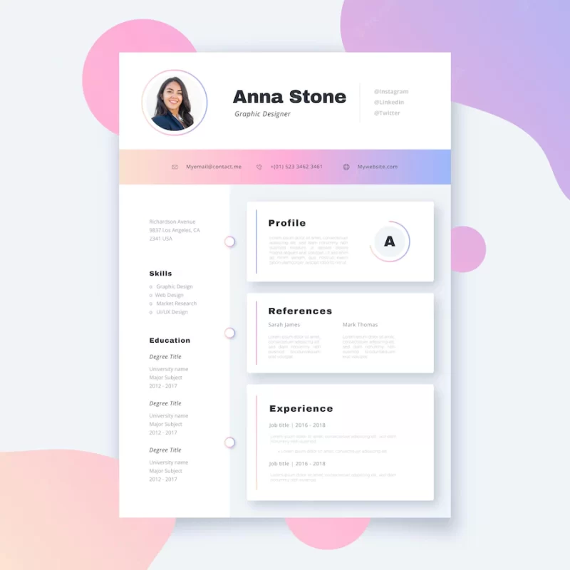 Modern cv template concept Free Vector