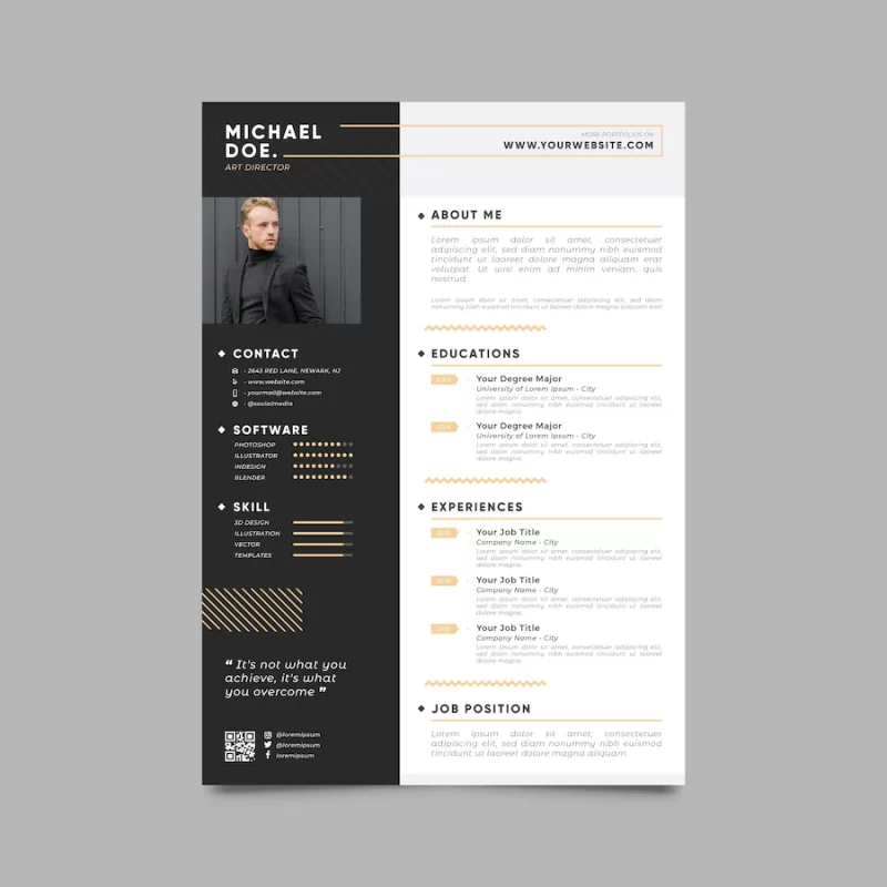 Modern cv template with photo Free Vector