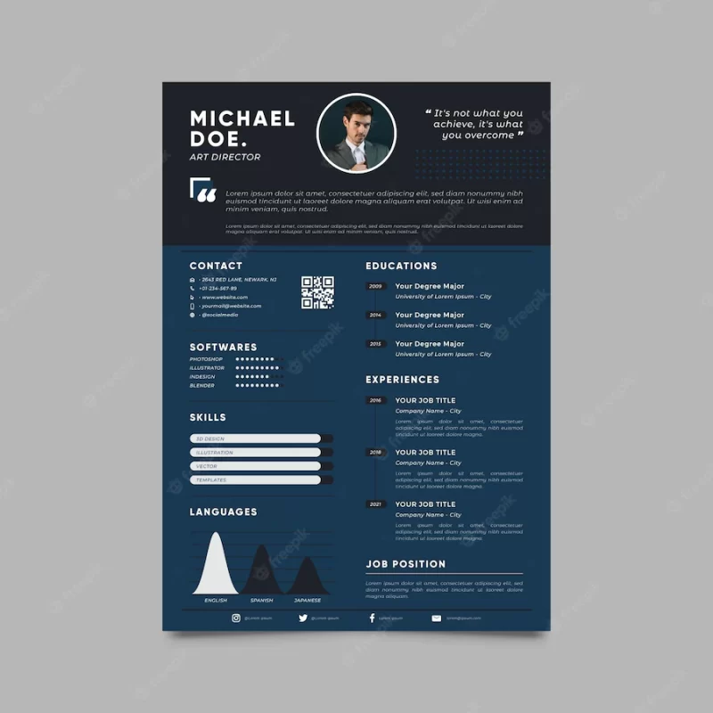 Modern cv template with photo Free Vector