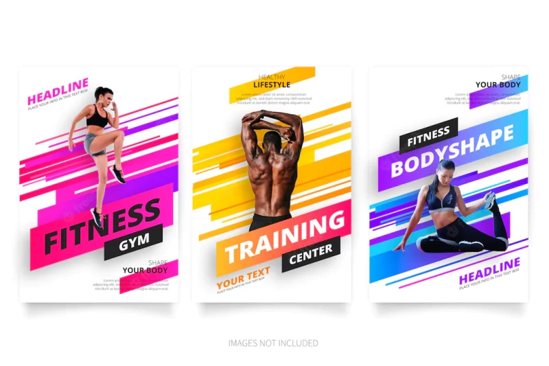 Modern fitness & gym brochure collection Free Vector