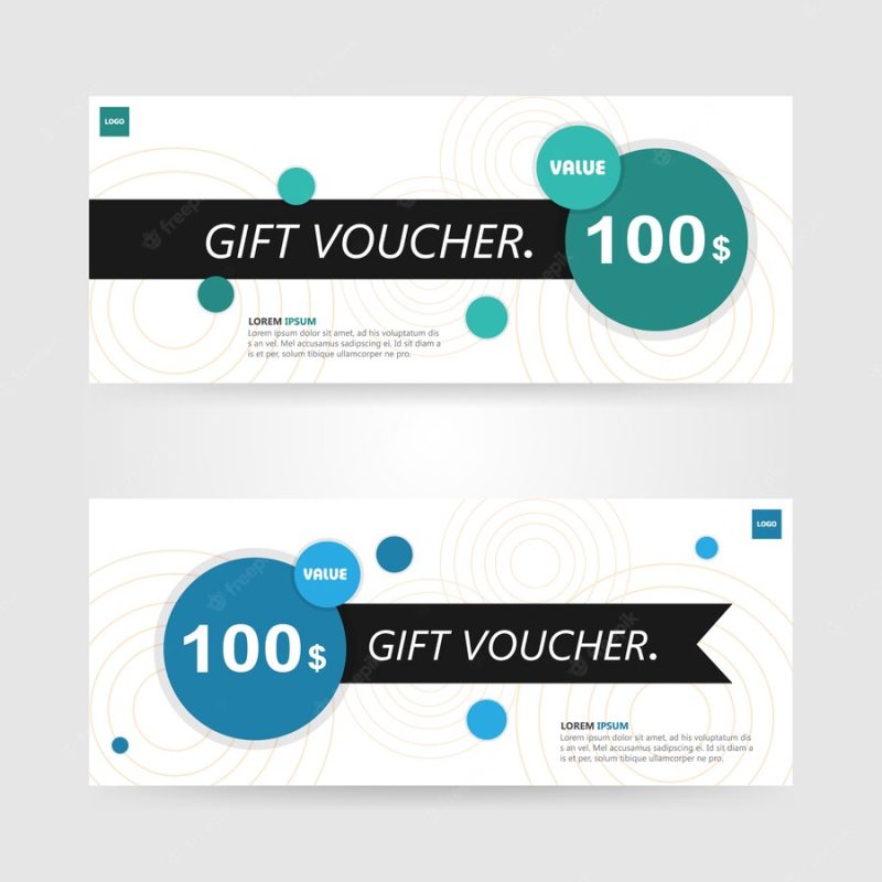 Modern gift voucher template with circles Free Vector