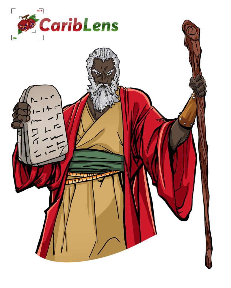 Cartoon African black Moses holding the ten commandments free photo