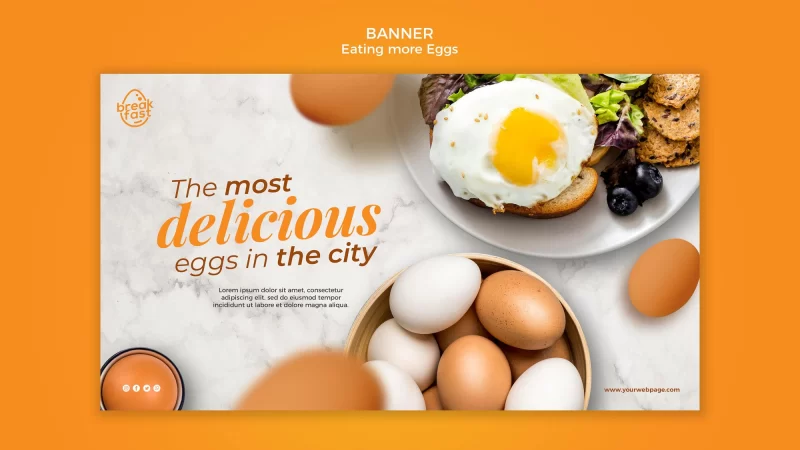 The most delicious eggs in the city banner template Free PSD flyer template