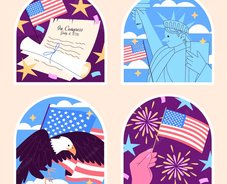 Naive american flag patriotic stickers Free Vector